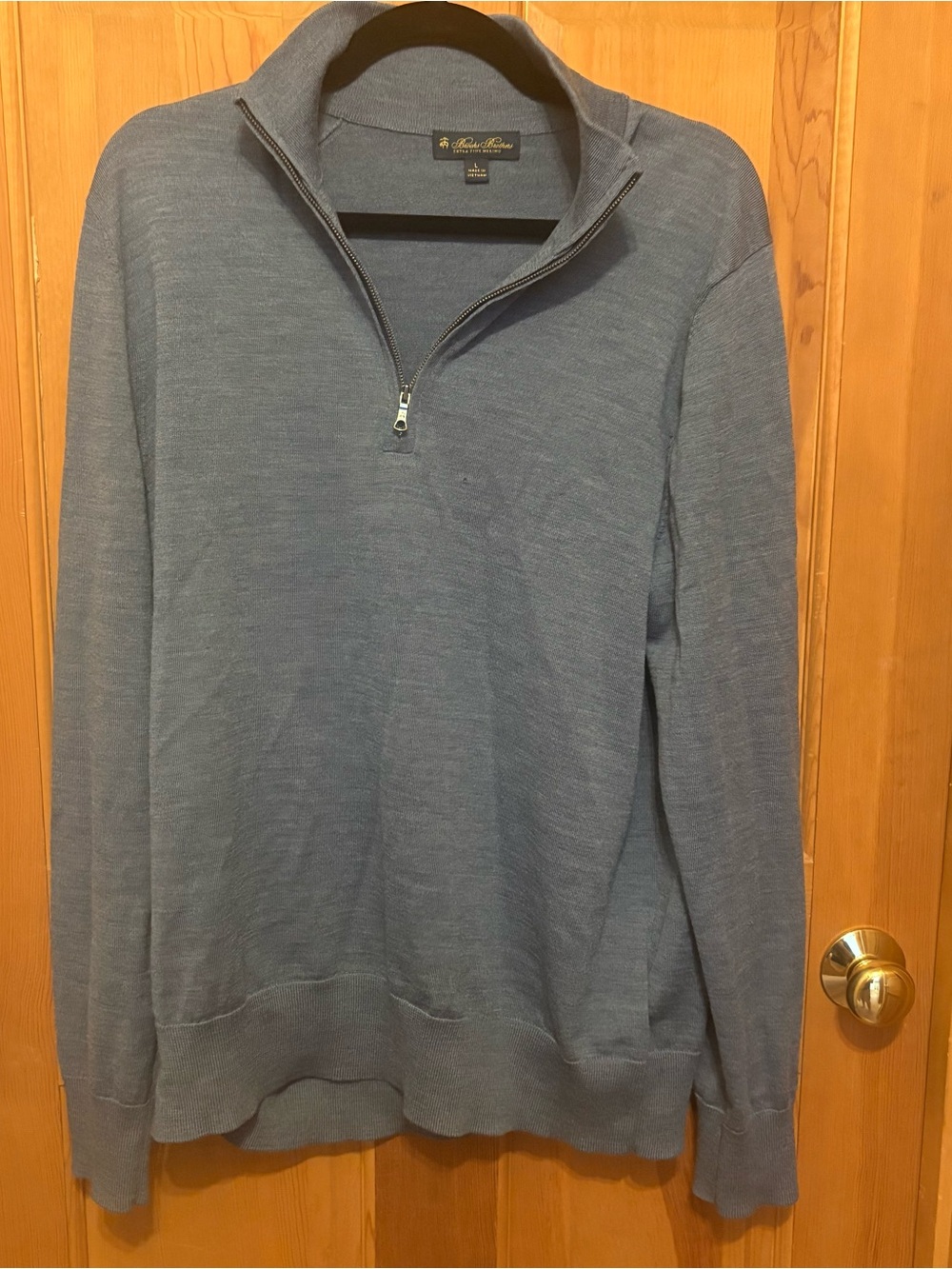 Brooks Brothers Men's Extra Fine Merino Wool Quarter-Zip Sweater in Slate Blue